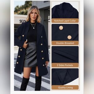 Women's Double-Breasted Navy Coat